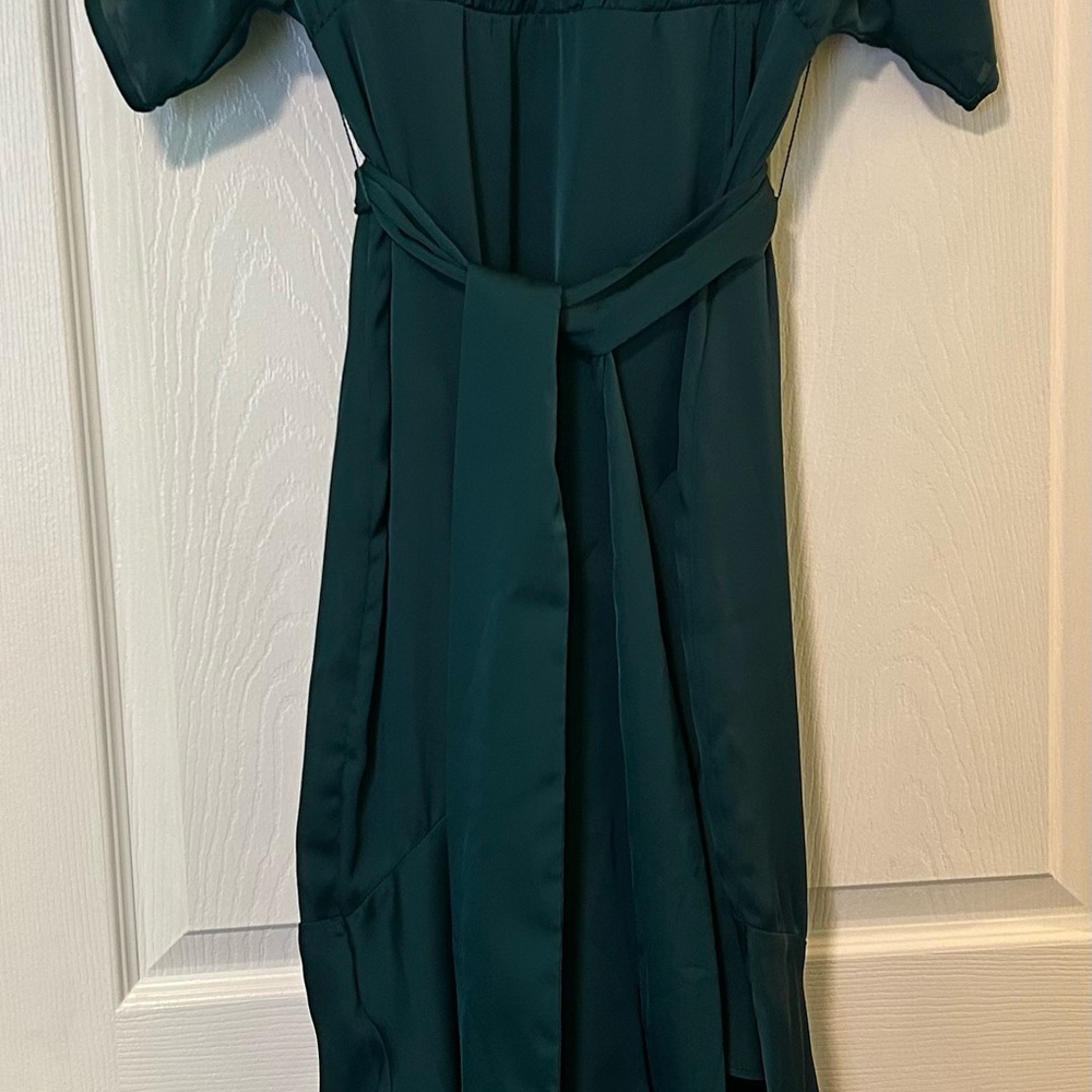 Express Emerald/Hunter Green Faux Satin Dress